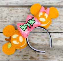 Load image into Gallery viewer, Orange Pumpkin Mouse Ears Headband
